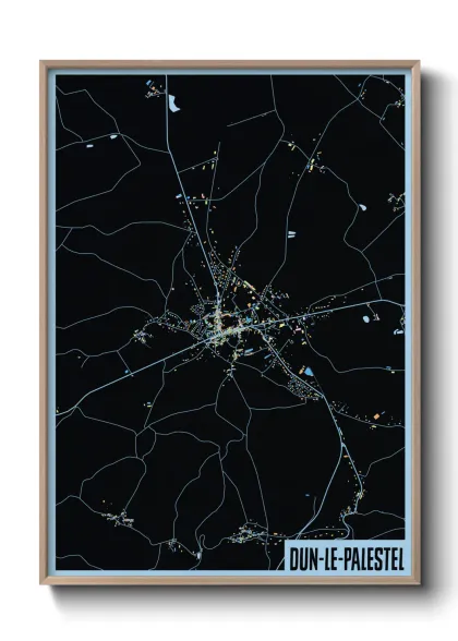 Une affiche de carte sur Dun-le-Palestel