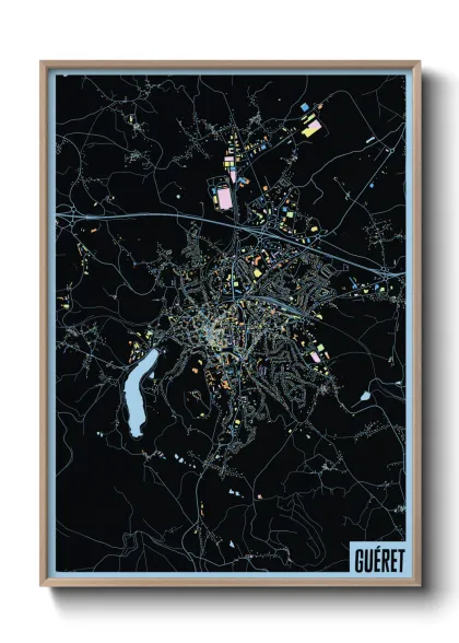 Une affiche de carte sur Guéret