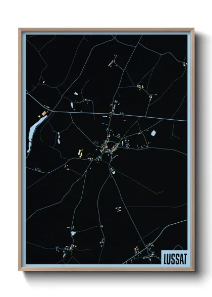 Une affiche de carte sur Lussat