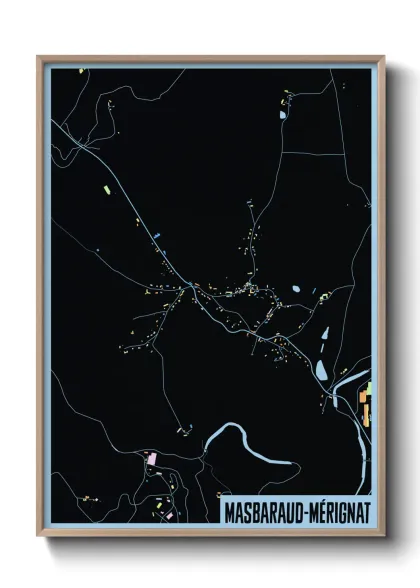 Une affiche de carte sur Masbaraud-Mérignat