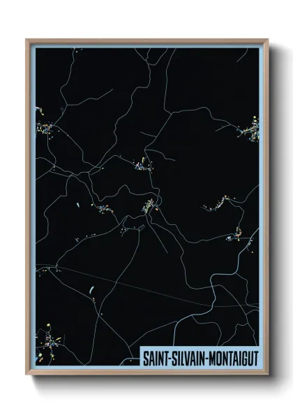 Une affiche de carte sur Saint-Silvain-Montaigut