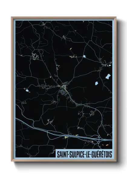 Une affiche de carte sur Saint-Sulpice-le-Guérétois