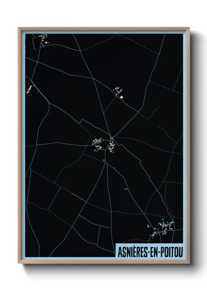 Une affiche de carte sur Asnières-en-Poitou