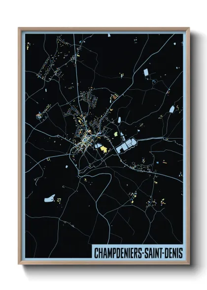 Une affiche de carte sur Champdeniers-Saint-Denis