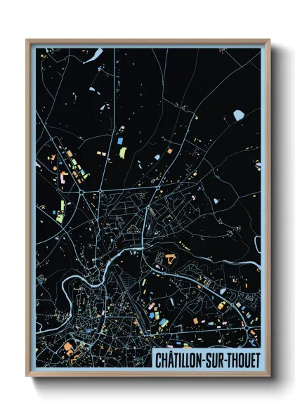 Une affiche de carte sur Châtillon-sur-Thouet