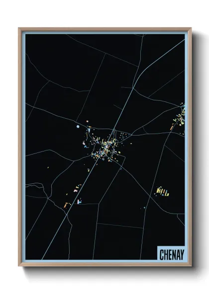 Une affiche de carte sur Chenay