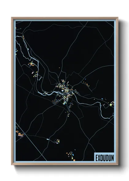 Une affiche de carte sur Exoudun