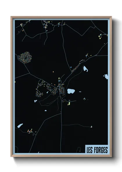 Une affiche de carte sur Les Forges