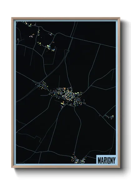 Une affiche de carte sur Marigny