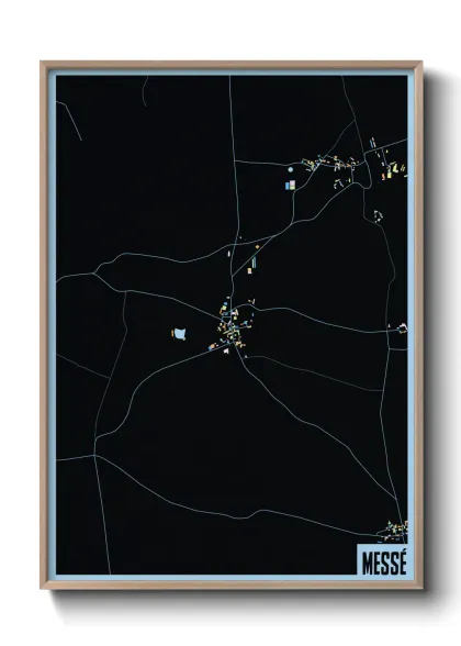 Une affiche de carte sur Messé
