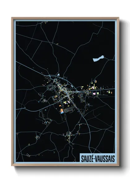 Une affiche de carte sur Sauzé-Vaussais