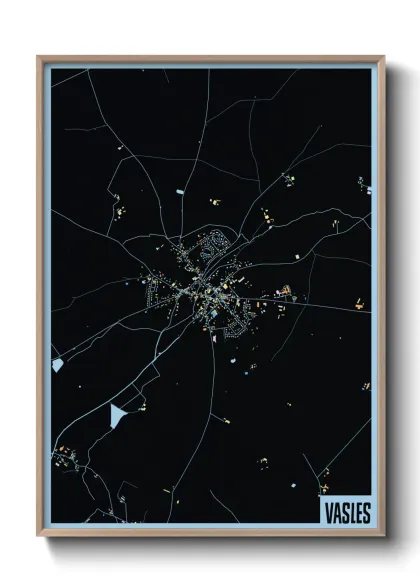 Une affiche de carte sur Vasles