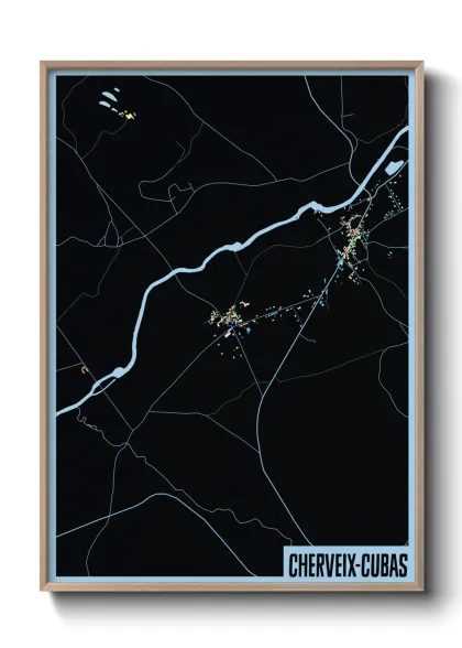 Une affiche de carte sur Cherveix-Cubas