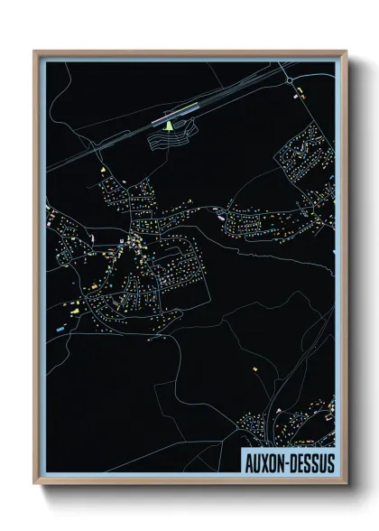 Une affiche de carte sur Auxon-Dessus