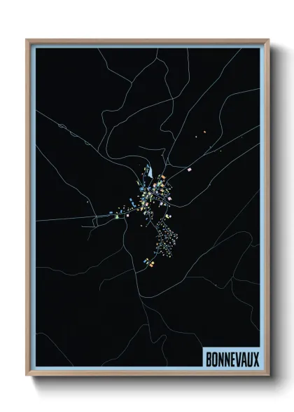 Une affiche de carte sur Bonnevaux