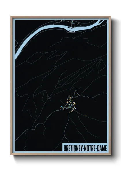 Une affiche de carte sur Bretigney-Notre-Dame