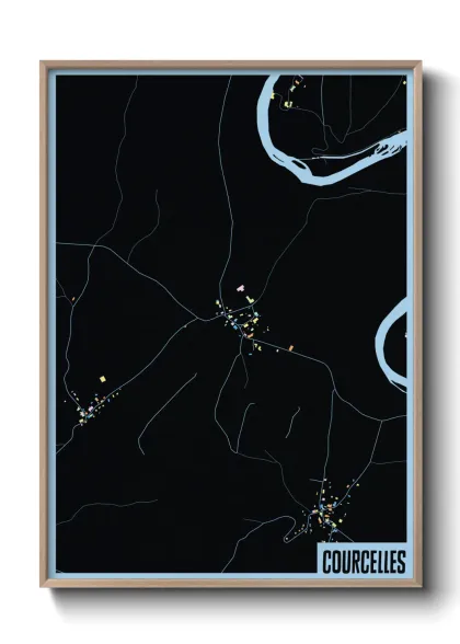 Une affiche de carte sur Courcelles