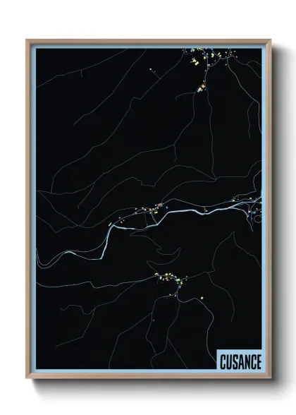 Une affiche de carte sur Cusance