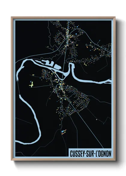 Une affiche de carte sur Cussey-sur-l'Ognon