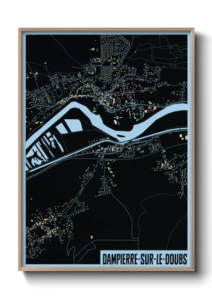 Une affiche de carte sur Dampierre-sur-le-Doubs