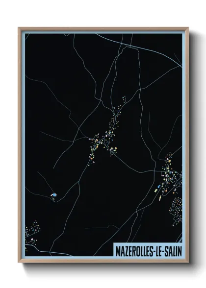 Une affiche de carte sur Mazerolles-le-Salin