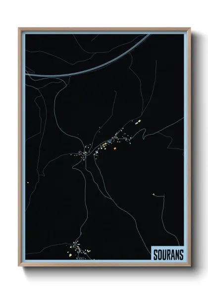 Une affiche de carte sur Sourans
