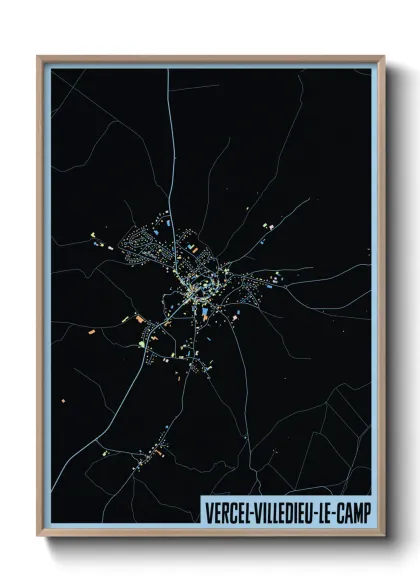Une affiche de carte sur Vercel-Villedieu-le-Camp