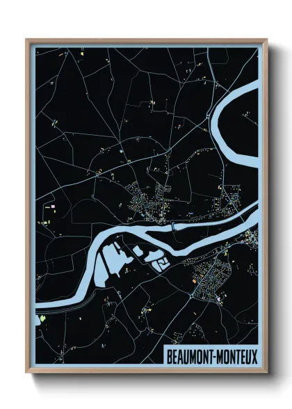Une affiche de carte sur Beaumont-Monteux