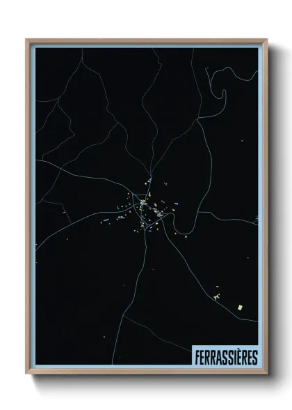 Une affiche de carte sur Ferrassières