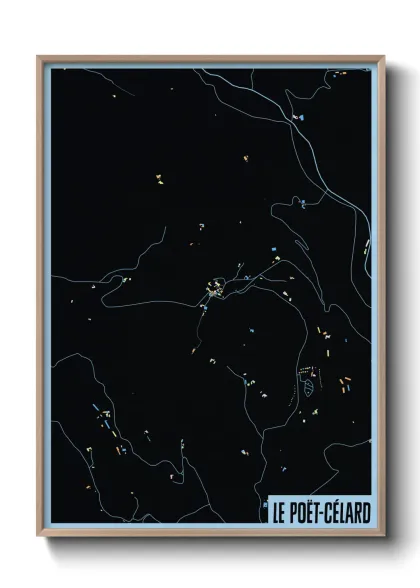 Une affiche de carte sur Le Poët-Célard