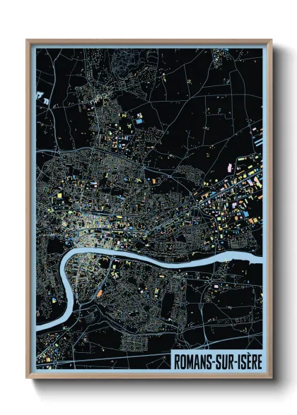 Une affiche de carte sur Romans-sur-Isère
