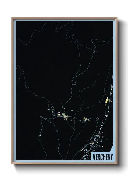 Une affiche de carte sur Vercheny