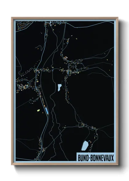 Une affiche de carte sur Buno-Bonnevaux