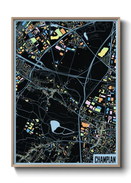 Une affiche de carte sur Champlan