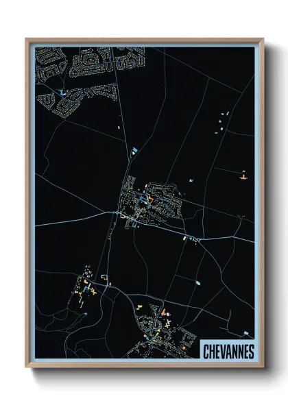 Une affiche de carte sur Chevannes