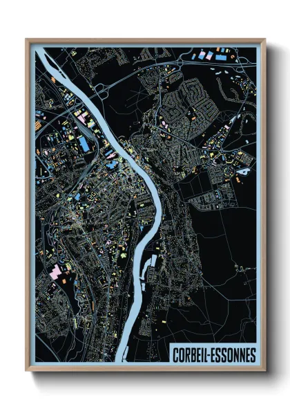 Une affiche de carte sur Corbeil-Essonnes