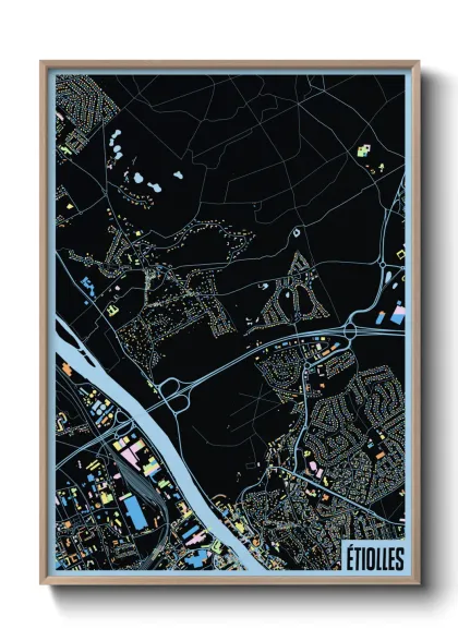 Une affiche de carte sur Étiolles