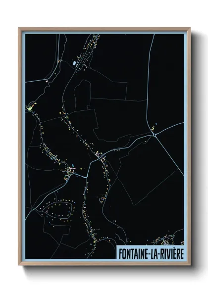 Une affiche de carte sur Fontaine-la-Rivière