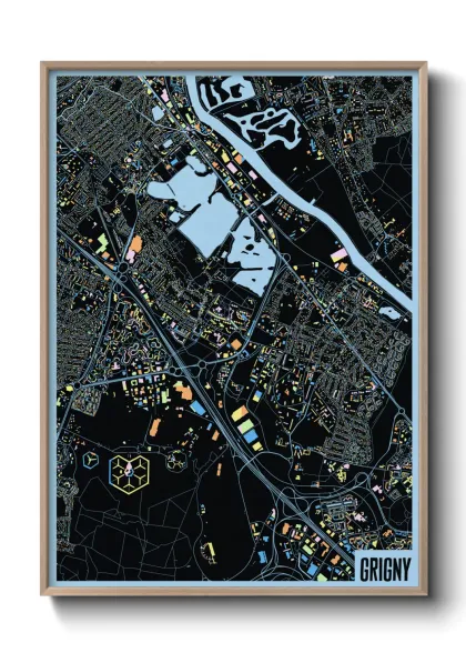 Une affiche de carte sur Grigny