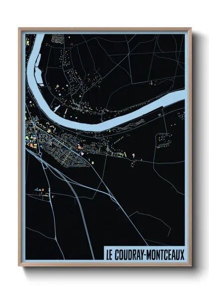 Une affiche de carte sur Le Coudray-Montceaux