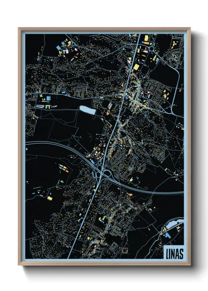 Une affiche de carte sur Linas