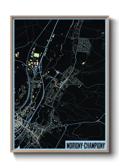 Une affiche de carte sur Morigny-Champigny