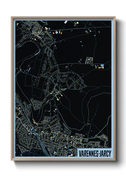 Une affiche de carte sur Varennes-Jarcy