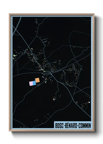 Une affiche de carte sur Bosc-Bénard-Commin