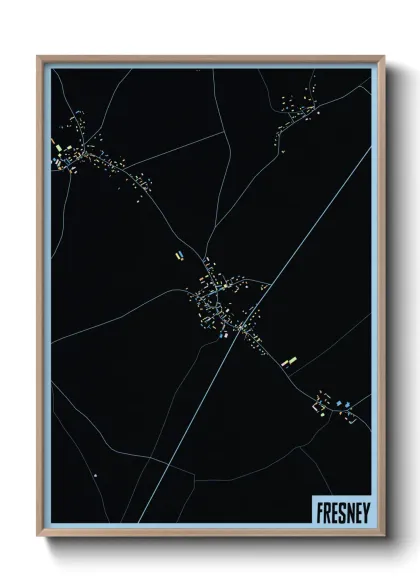 Une affiche de carte sur Fresney