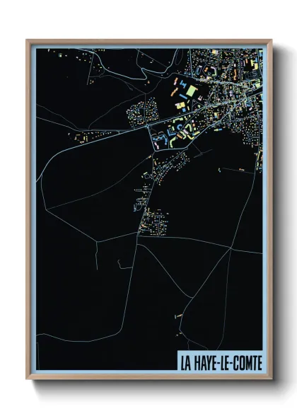 Une affiche de carte sur La Haye-le-Comte