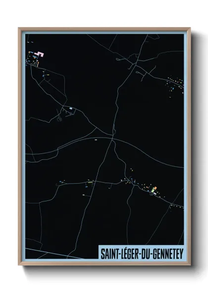 Une affiche de carte sur Saint-Léger-du-Gennetey