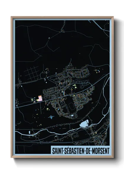 Une affiche de carte sur Saint-Sébastien-de-Morsent