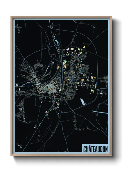 Une affiche de carte sur Châteaudun