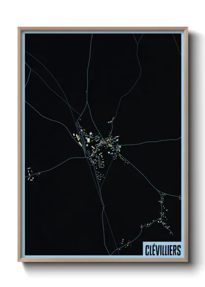 Une affiche de carte sur Clévilliers